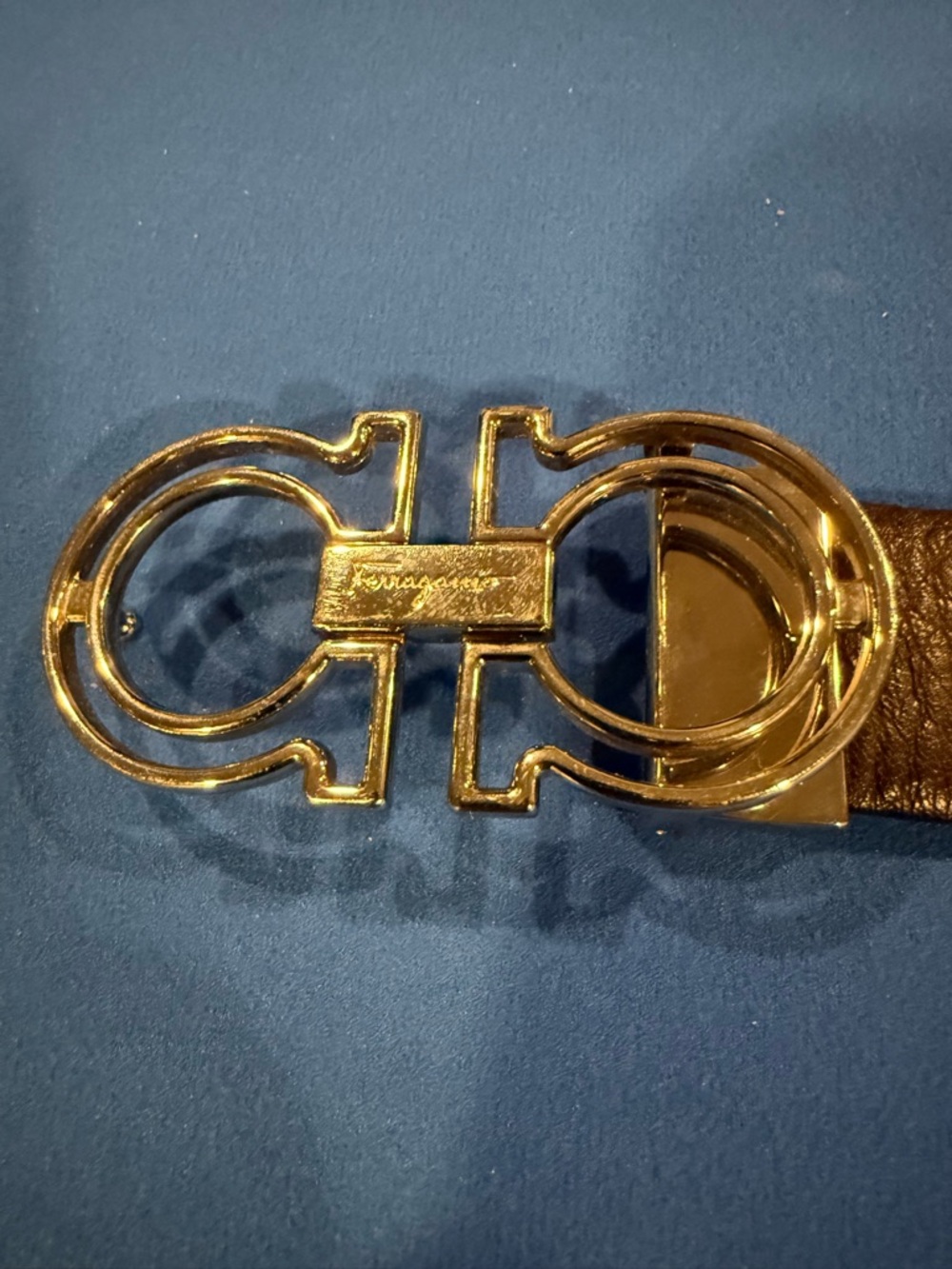 Salvatore Ferragamo Silver Double Gancini Reversible Leather Belt Buckle size 38